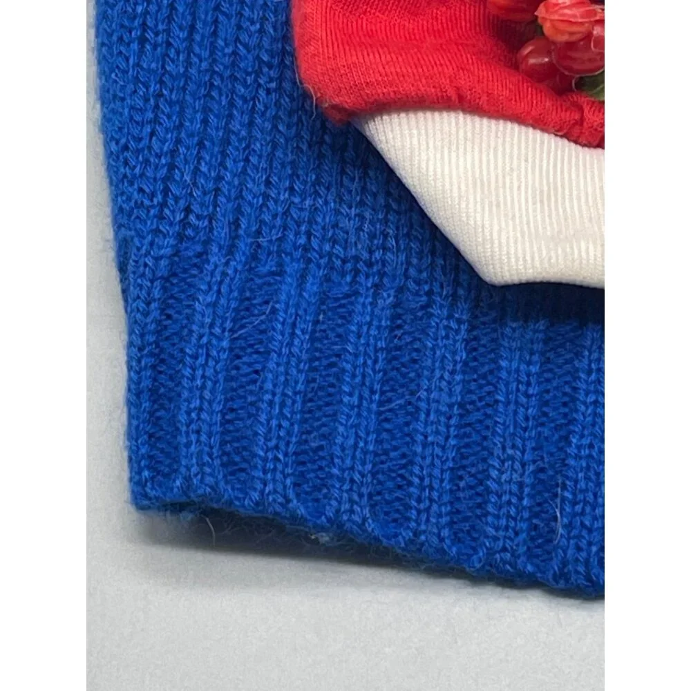 top paw ugly Christmas dog sweater handmade blue Santa clock large knit READ